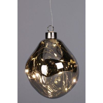 24. LED-Tropfenleuchte aus Glas, 10 cm, silber