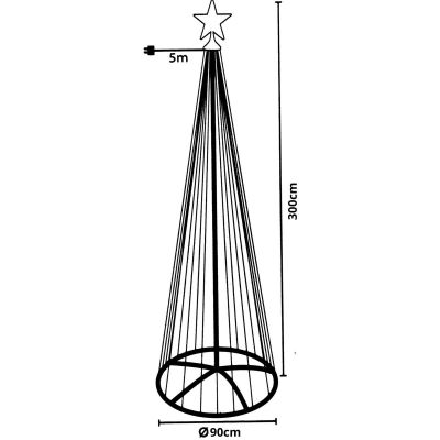 9. Dekorativer Weihnachtsbaum, 550 LEDs, warmweiß, 300 cm, schwarz