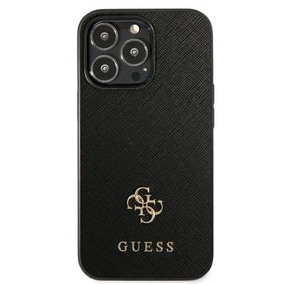3. Guess Saffiano 4G Small Metal Logo Case für iPhone 13 Pro / 13 6.1" - Schwarz