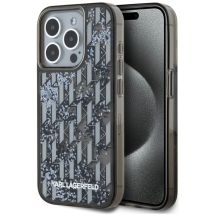 Karl Lagerfeld Liquide Glitter Monogram Gradient iPhone 15 Pro Max Hülle - Schwarz