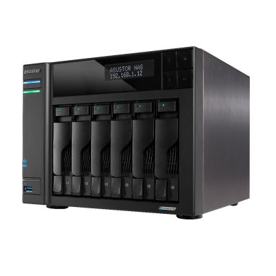 5. NAS Asustor AS6706T; Tower; 6x (3,5" SATA HDD/ 2,5" SSD); Intel Celeron N5105; 8 GB DDR4 SODIMM (max. 16 GB), 2x 2,5-GbE, 4x M.2 2280 NVMe PCIe 3.0, 2x USB 3.2 Gen, 1x HDMI 2.0b, 1x optionale 10-GbE-Karte