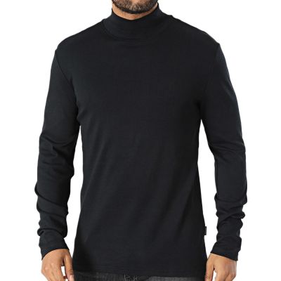 Herren Rollkragenpullover Manches Longues Schwarz – 20717343