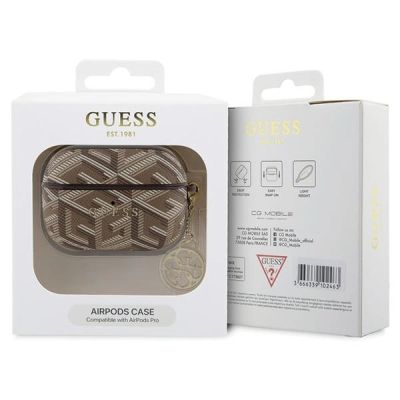 3. Guess GUAPPGCE4CW Hülle für AirPods Pro – brauner GCube Charm