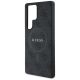 6. Guess Leder 4G Farbiger Ring Classic Logo MagSafe Hülle Samsung Galaxy S25 Ultra schwarz