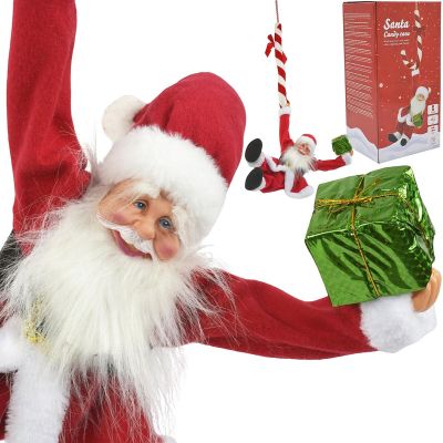 8. Weihnachtsmann, spielend, sich bewegend, hängend mit Lutscher, 82 cm, Glimmer