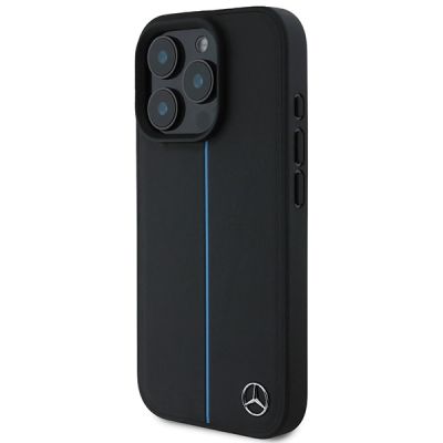 2. Mercedes MB Blue Line MagSafe-Lederhülle für iPhone 16 Pro – Schwarz