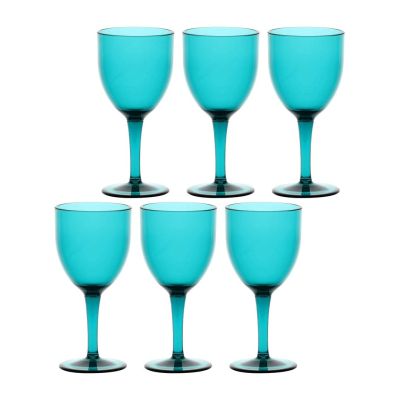 ROSE&TULIPANI FIABA Set mit 6 Acryl-Weingläsern 400 ml, Türkis