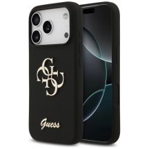 Guess Silicone Big 4G Script Case für iPhone 17 Pro - Schwarz