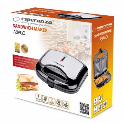 6. Esperanza ASIAGO EKT011 Sandwichmaker (1000W; schwarz und silber)