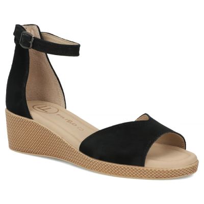Schwarze Keilsandalen aus Leder für Damen, Filippo DS7635