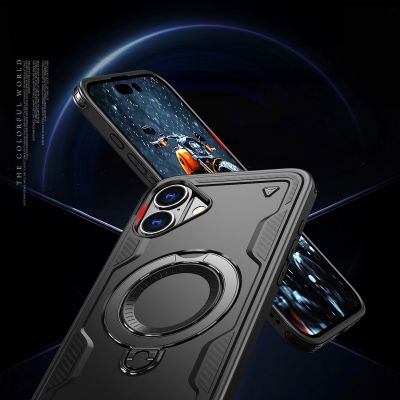 4. Hybrid Armor Trendige Hülle mit MagSafe für iPhone 16 Plus – Schwarz