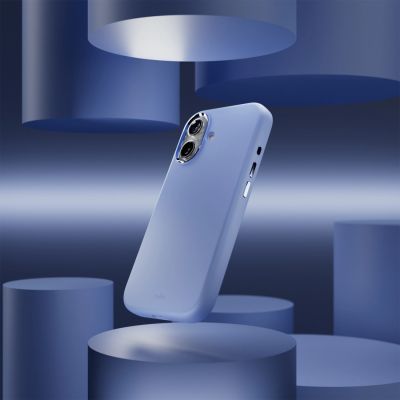 6. Puro Icon Mag Pro Flüssigsilikonhülle für iPhone 17, MagSafe-kompatibel, mit Kameraschutz und Aluminiumknöpfen – Blau