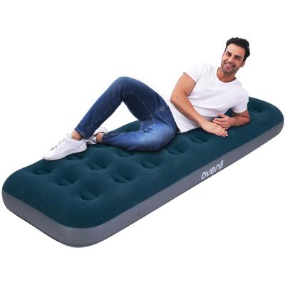 29. Beflockte Matratze für 1 Person mit integrierter Fußpumpe 191x73x22cm 24130