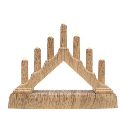 10. Adventskerzenhalter 15,5 x 3,2 x 13,5 cm, 7 LEDs, batteriebetrieben, Kiefernholz
