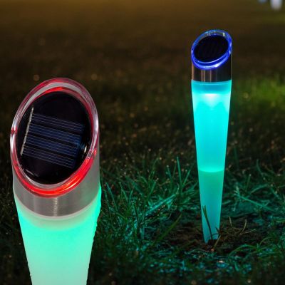 13. Solar-Wegeleuchte, 4 LEDs, 2 Farben, 32,5 cm