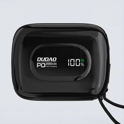 2. Dudao K32 Powerbank 22,5 W 10000 mAh mit integriertem USB-C/ Lightning Kabel - Schwarz