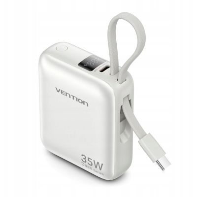 3. Vention 10000mAh 35W PD Powerbank mit integriertem USB-C-Kabel, Beige