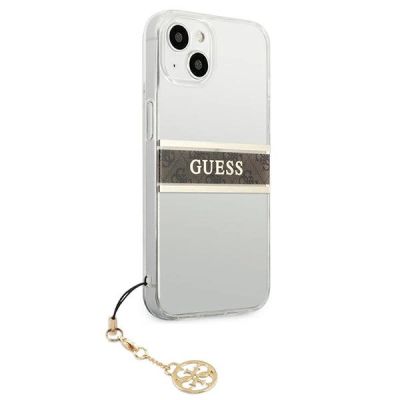4. Guess GUHCP13SKB4GBR iPhone 13 mini 5.4" Transparente Hardcase 4G Brown Strap Charm