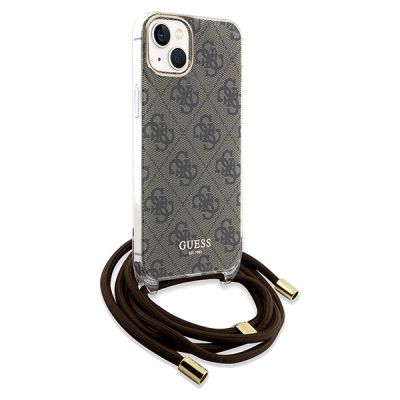 3. Guess Crossbody Cord 4G Print Hülle für iPhone 15 / 14 / 13 – braun