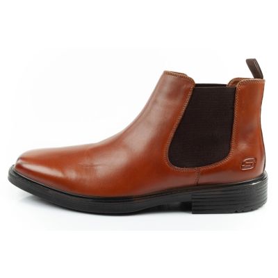 2. Skechers Herrenschuhe Chelsea Boots Miller-Boris elegantes Leder braun