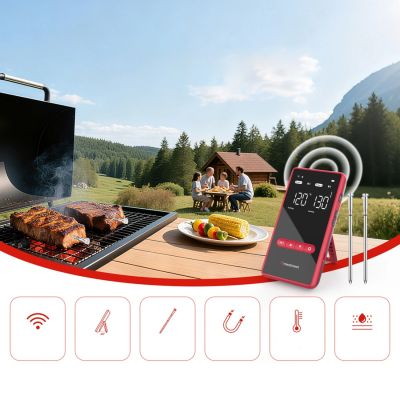 9. Meatmeet X Pro Küchenthermometer mit Bluetooth-/WLAN-App für Grill, Backofen und Smoker – Schwarz