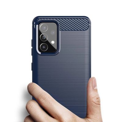 4. Carbon Case Flexibel Handyhülle TPU Schutzhülle für Samsung Galaxy A72 4G blau