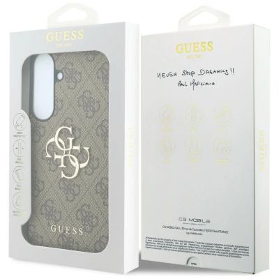 8. Guess Leder-Schutzhülle mit Metalllogo für Samsung Galaxy S26 FE – Braun