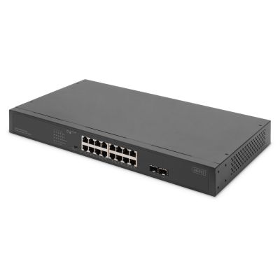 2. Digitus 16-Port Gigabit Netzwerk-Switch, 19 Zoll, Unmanaged, 2 Uplink-Ports, SFP