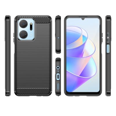 2. Carbon Case Hülle für Honor Play 40 Plus / Honor X7a flexible Silikon-Carbon-Hülle schwarz