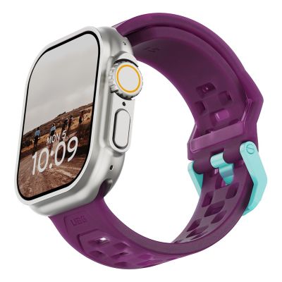 3. UAG Civilian – Silikonarmband für Apple Watch 44 mm–49 mm (Apple Watch 4–11, SE 1–3, Ultra 1–3) (Deep Purple Synth / Aqua)