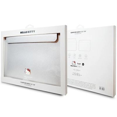 4. Hello Kitty PU-Metall-Logo-Hülle für einen 14-Zoll-Laptop – Silber