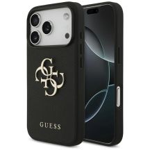 Guess Grained Big 4G & Classic Logo Hülle für iPhone 17 Pro - Schwarz