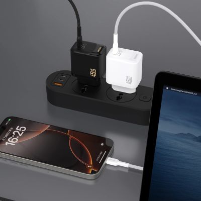5. Dudao A28C 45W GaN Wandladegerät + USB-C Kabel - Schwarz