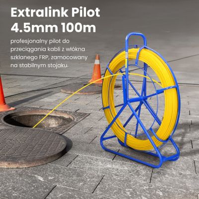 5. Extralink Pilot-Kabelzieher Pilot 4,5 mm 100 m GFK Glasfaser, Durchmesser 4,5 mm, Länge 100 m, Gelb