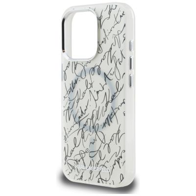 6. Karl Lagerfeld IML Karl Script Pattern MagSafe Case für iPhone 16 Pro Max – Weiß