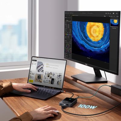 10. Baseus PioneerJoy 8-in-1 USB-C-Hub HDMI 4K@60Hz + HDMI 4K@30Hz + DisplayPort 8K@30Hz + VGA + 2 x USB-A 3.0 + 2 x USB-C - grau