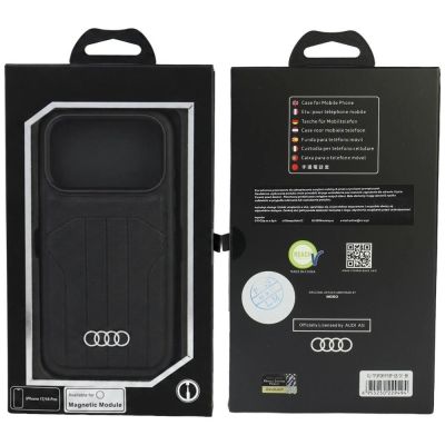 5. Audi MagSafe-Schutzhülle aus Kunstleder für iPhone 18 Pro / 17 Pro – Schwarz