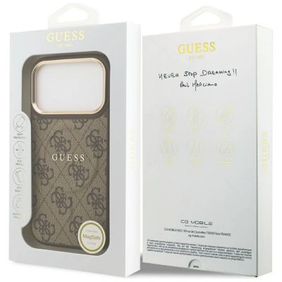 8. Guess 4G PU Classic Logo MagSafe Case für iPhone 17 Pro - Braun