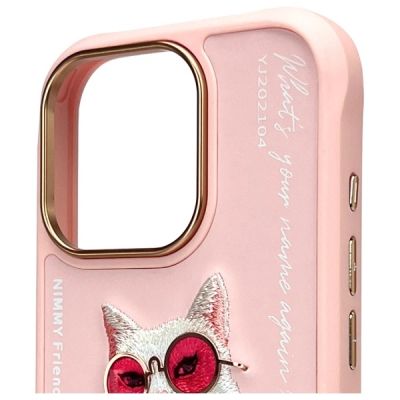 3. Nimmy Glasses Cool Cat Case für iPhone 16 Pro - Rosa