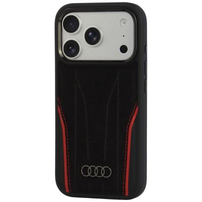 3. Audi R8 Echtleder MagSafe Hülle für iPhone 18 Pro / 17 Pro – Schwarz und Rot