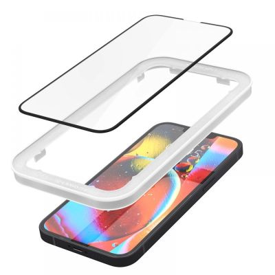 2. Spigen ALM Glass FC gehärtetes Glas für iPhone 13/13 Pro/14 – Schwarz