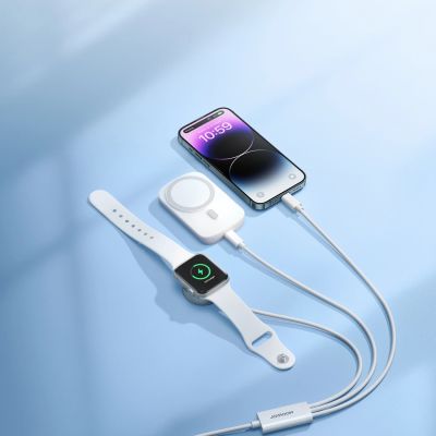 8. Joyroom S-IW008 3-in-1-Kabel magnetisches Ladegerät USB-A – Lightning/USB-C 1,2 m – Weiß