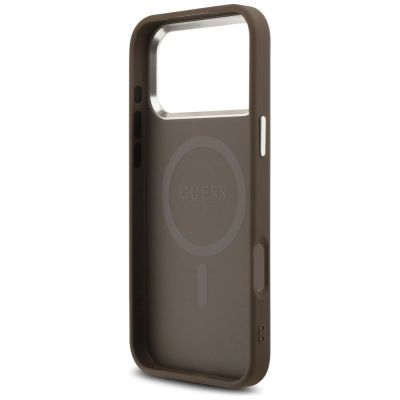 7. Guess 4G Triangle Logo MagSafe Hülle für iPhone 18 Pro Max / 17 Pro Max – Braun & Silber