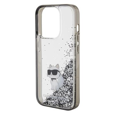 6. Karl Lagerfeld Liquid Glitter Choupette Hülle für iPhone 15 Pro Max – transparent
