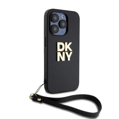 2. DKNY Wrist Strap Stock Logo Hülle für iPhone 15 Pro – Schwarz