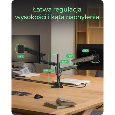 3. ICY BOX IB-MS702-T Monitorhalterung/Ständer 144,8 cm (57") Schreibtisch Schwarz