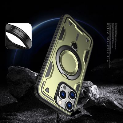 5. Hybrid Armor Trendige Hülle mit MagSafe für iPhone 16 Pro Max – Grün