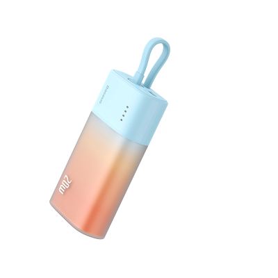 6. Baseus Popsicle 5200mAh 20W Powerbank mit integriertem Lightning Kabel (+ weißes Baseus Simple USB-C - USB-C 60W/20V/3A/30cm Kabel) - Blau-Orange