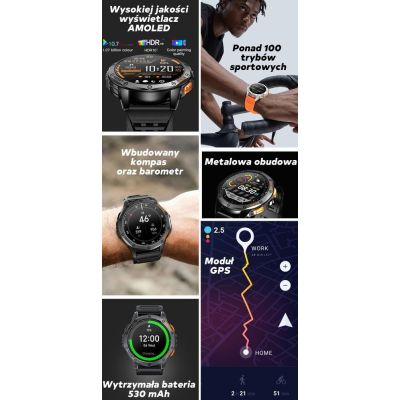 14. GRAVITY GPS GT24-2 Herren-Smartwatch, schwarzes Silikonarmband + weißes Silikonarmband