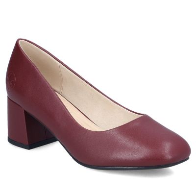 Damen-Pumps aus Leder mit hohem Absatz in Burgunderrot, Rieker 44750-35